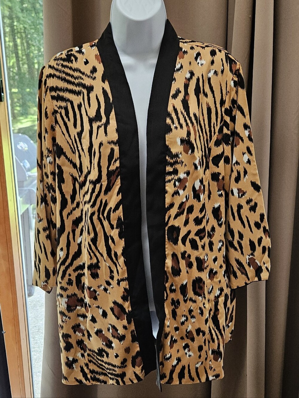 NWT IMAN Global Chic Reversible Topper Jacket Leopard Animal Print Black - Picture 1 of 9